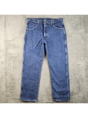 Men's Classic Fit Straight Leg Workwear Denim Jeans Size 36x30 Heavy Duty Cotton